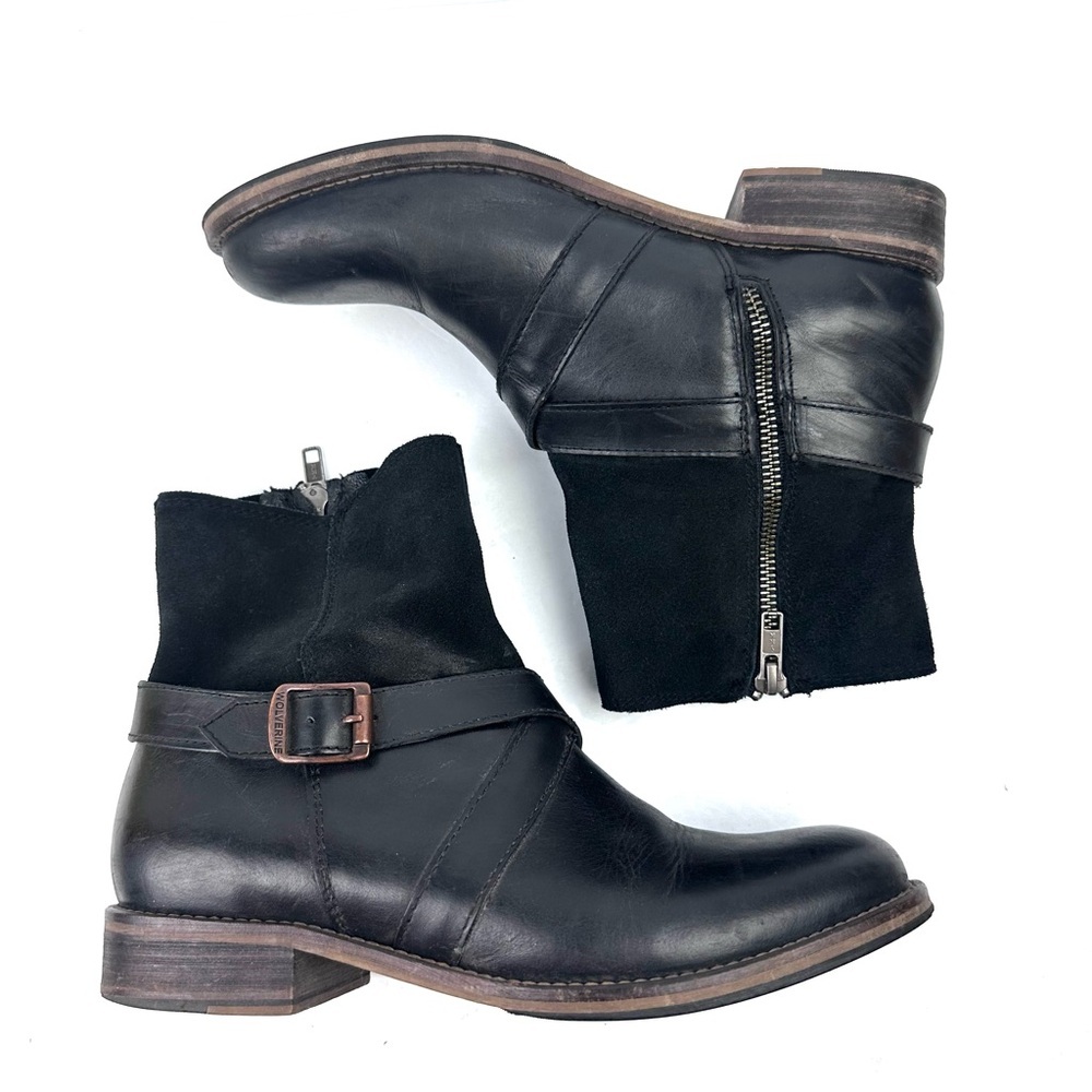 Wolverine Pearl Ankle Boot 8.5 Black Leather Zip Up Bootie Womens